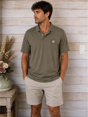 Flying Machine Mens XL Olive Green Polo Shirt Chest Patch Regular Fit NWT